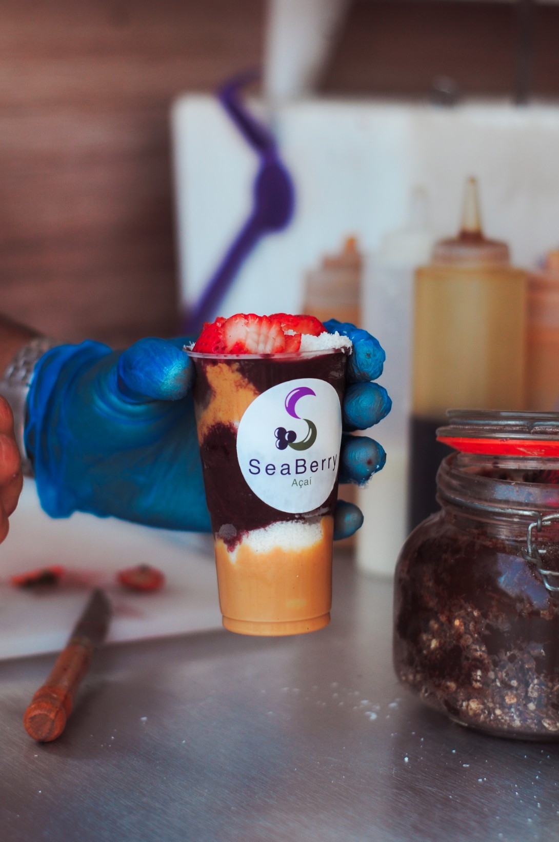Banca de açaí SeaBerry na praia de Machico — açaí Praia de Machico